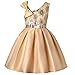 Produktbild Cichic Mädchen Kleider Partei Kleider Elegant Kinder Prinzessin Kleid Kinder Hochzeits Geburtstag Kleid Blumenmädchen Formale Kleid 2-10 Jahre (4-5 Jahre, Gelb Pailletten)