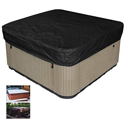 Cubierta de Bañera de Hidromasaje Cuadrada 210D Fundas de Piscina de Baño de Spa Al Aire Libre Cubierta de Protección de Piscina a Prueba de Polvo Anti-UV Impermeable con EláStico ( Color : Negro , Si Cover