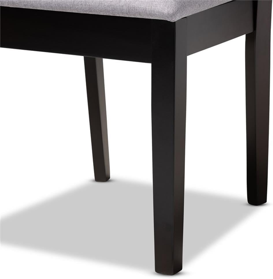 BOWERY HILL Fabric Upholstered Wood Dining Chairs, 18.5 in Seat Height, Gray Polyester Upholstery, Espresso Brown Finish, Cut-Out Back, Foam Padding, Set of 4, Comfortable Kitchen or Dining Room