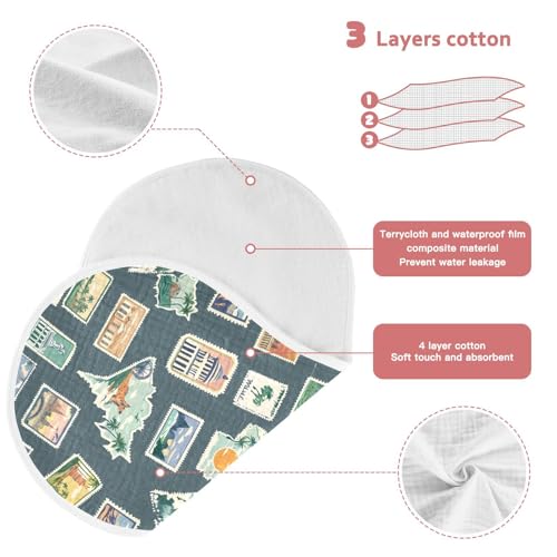 vvfelixl Muslin Burp Cloths Vintage World Travel Post Card Baby Washcloths for Baby Girl Boys 2 Pack3