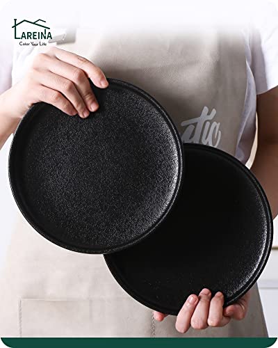 Lareina Salad/Luncheon Plates Set Of 4 - 8 Inch Ceramic Dinner Plates For Salad, Dessert, Appetizer, Scratch Resistant, Kitchen Serving Dish (Cast Iron Black) #TOP6