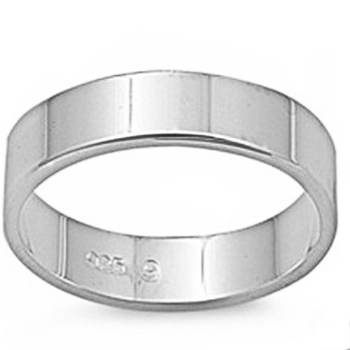 Oxford Diamond Co Flat Plain Solid Wedding Band 5 MM .925 Sterling Silver Ring Size 12
