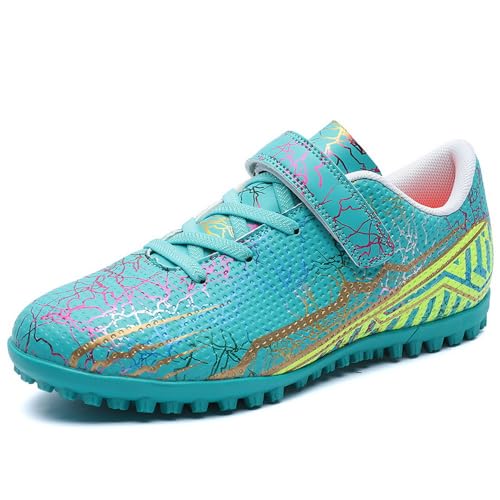 DHOVOR Boys Girls Astro Turf Football Boots Kids Football Shoes Lightweight Athletics Training Shoes Indoor/Competition/Unisex