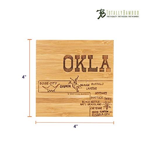 Totally Bamboo Oklahoma State Puzzle 4 Piece Bamboo Coaster Set with Case