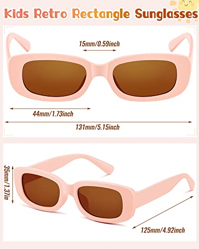 Xuhal 8 Pairs Kids Retro Rectangle Sunglasses Polarized Sunglasses Children Girls Boys Y2K Trendy Eyewear Square Frame Glasses for Summer Beach Age 3-10 Toddlers2