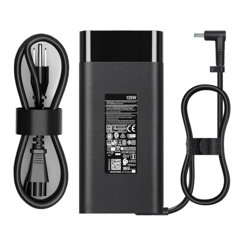 135W 19.5V 6.9A Laptop Charger for HP Spectre X360 15 15T 16 Pavilion Gaming 15 16 15-ec0751ms Omen 15 G5 G6 17 Envy 13 14 15 16 L15534-001 TPN-DA11 TPN-CA13 917649-850 Ac Adapter Power Cord
