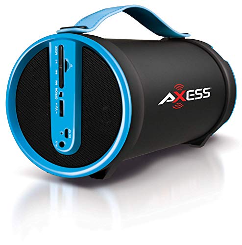 Axess SPBT1033 Portable Bluetooth Indoor/Outdoor 2.1 Hi-Fi Cylinder Loud Speaker with Built-In 4