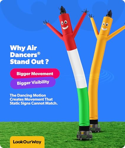 Image of LookOurWay Air Dancers Inflatable Tube Man Attachment - 20 Feet Tall Wacky Waving Inflatable Dancing Tube Guy for Business Promotion - Blower Not Included - Red /White /Green