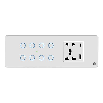 HomeMate 6 Modular WiFi Smart Switch Board (White): 8 x Switch + 1 x Smart Plug | No Hub Required | Compatible with Alexa, Google Assistant & Siri, Remote, Smart Touch Switch