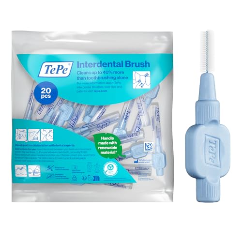 TePe Interdentalbürste, Extra Soft, Blau, 0,6 mm/ISO 3, 20 Stk., Plaque-Entfernung, effiziente Reinigung der Zahnzwischenräume, für mittelgroße Lücken