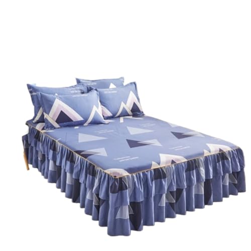 1PC Pastoral Style Bed Cover Double Lace Skirt Bedsheet Pillowcase not Included for Bed(Color 19,150x200cm 1pc)