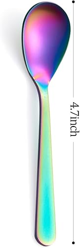 Miniatura 8 de Demitasse - Cucharas de café de acero inoxidable con acabado satinado, mini cucharaditas, cucharas de azúcar, 4.7 pulgadas, juego de 6, plateado, 6