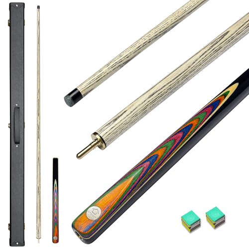 HomeSeason 57" Pool Cue Stick Break Cue Universal 19oz 3/4 Jointed, 11.5mm Hard Leather Tip Pool Cue with Cue Case, Durable Ash Wood and Purplehear Wood Construction Billiards Cue