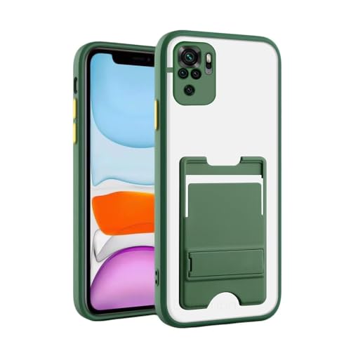 Image of Case Creation for Redmi Note 10 Pro Case with Stand [Military Drop Protection] [3 Stand Built-in Kickstand] Shockproof Slim Translucent Matte Card holder for Xiaomi Redmi Note 10 Pro Phone Case -Green