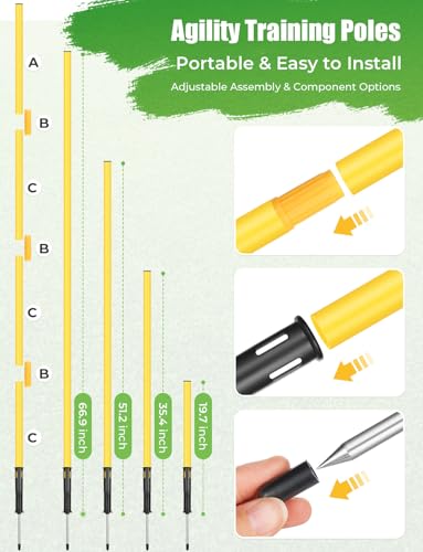 image for GHB Speed Agility Training Equipment, 6 Agility Poles, 20ft Agility La