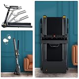 Folding Electric 3.5HP Treadmill Medium Running Machine Motorised Gym 330lb,Portable Compact Treadmill Foldable for Home Gym Fitness Workout Jogging Walking,Electric Motorized Power 14KM/H
