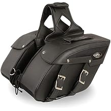Milwaukee Leather SH65801ZB Black Medium Zip-Off PVC Slanted Throw Over Saddle Bag,One Size