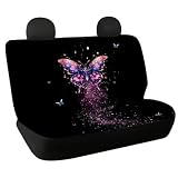 FUIALDOLG Fundas de asiento trasero de coche de mariposa rosa brillante, protege contra la suciedad y el pelo de perro, fundas universales para asiento trasero de automóvil, camiones y SUV