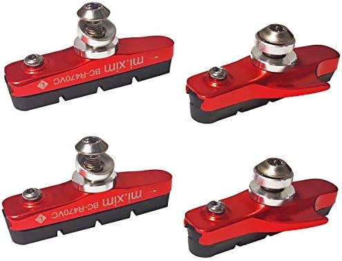 Pioneeryao Sport Road Bike Cycle Bicycle Brake Pads Block 2 Pairs (Red)
