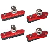 Pioneeryao Sport Road Bike Cycle Bicycle Brake Pads Block 2 Pairs (Red)
