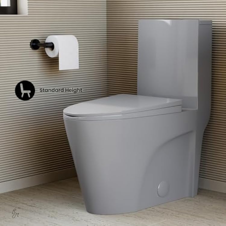 St. Tropez One-Piece Elongated Toilet VortexTM Dual-Flush 1.1/1.6 gpf in Glossy Gray