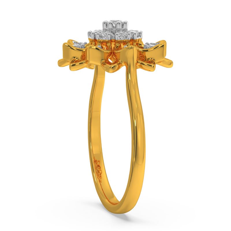 Image of KISNA 14k / 18k Real Gold & Diamond Ring | Diwali, Rakhi Rakshabandhan Gift for Sister /Bhabhi /Women | With Certificate of Authenticity & BIS-Hallmarked Gold Jewellery | Lilian Ring