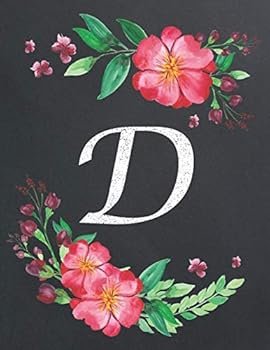 D: Monogram Initial D Notebook for Women and Girls, Floral Design, Lined Pages (Composition Book, Journal) (8.5 x 11 Large)