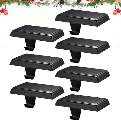 Christmas stocking holders for mantle (7 pcs, black)