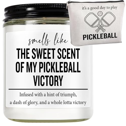 Funny Pickleball Gift Set - Scented Candle & Cosmetic Bag - Pickleball Gifts for Women, Men, Players, Coaches - Gag Gift for Birthday, Valentine's Day, Stocking Stuffers, Pickleball Enthusiasts