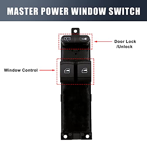Uxcell Master Driver Side Power Window Switch 1J3959857 Replacement For Vw Golf Mk4 2 Door 1999-2006 #TOP2