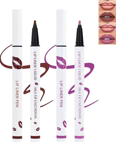 Matte Lip Liner-2Pcs,2 in 1 Cherry Red Orchid Liquid Lipliners Pencil & Lip Stick, Long Lasting Waterproof Non-Stick Cup Lip Tint Stain, Stay On Lipstick 24 Hours,Lip Glosses Makeup Gift for Women-6+8