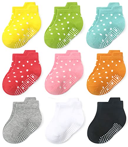Image of Clowora Baby Boys Girls Non Slip Socks,Infant Toddler Kids Grip Ankle Stretch Socks for Kids 0-5 Years