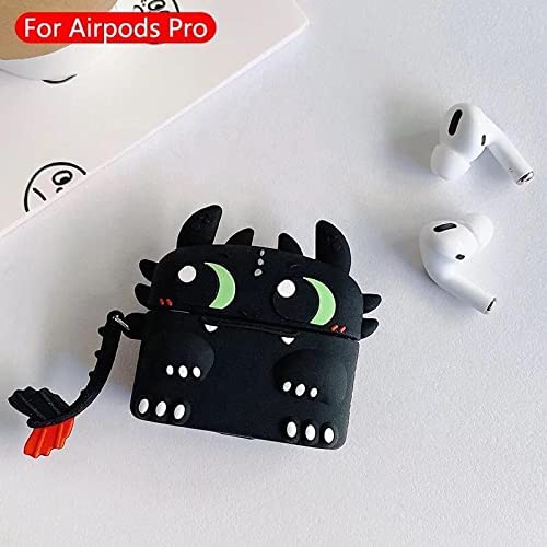 Image of for Airpods Pro 2019 Pouch Case Cover Headphones Soft Silicone Cartoon Character Cover with Keychain, 360-degree Protection (Dragon)