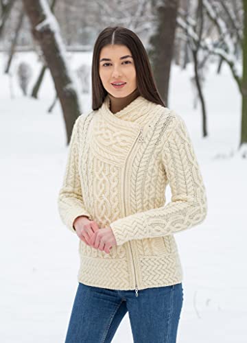 SAOL Irish Cardigan for Women Made of 100% Merino Wool Ireland Sweater Cable Knit Zip Jacket3