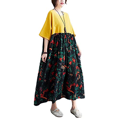 Robe jaune d'été légère en coton à fleurs pour vos journées de détente