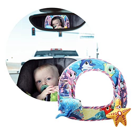 JAMBOS Acryl Rücksitzspiegel für Babys | Nicht-Glas-Baby-Zerrspiegel für Auto-Rücksitz | Cute Cartoon Meer Welt | Kinderwagen Soft Mirror | High Contrast Rückspiegel | Geschenke 3 6 12 Monate Cover