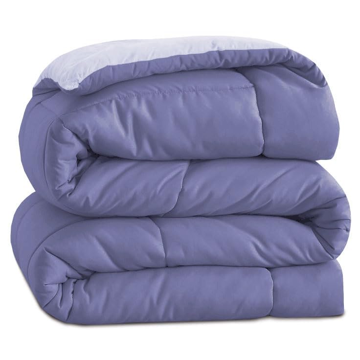 Image of Dream Living Microfibre All Season /AC /Summer Solid Reversible Single Bed Comforter Blanket (Lavender-Purple-Single, Single-152X220)