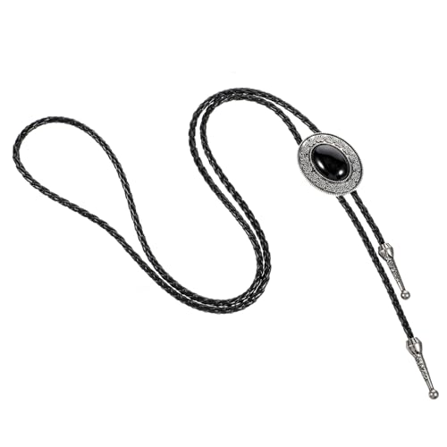 Image of ElevateTech Bolo Tie for Men Western Cowboy Bolo Tie Necklace Shape Round Ties Supplies Fashion Accessories Western Jewelry Handmade with Alloy Black Turquoise Cowboy Banquet Birthday Anniver Gift