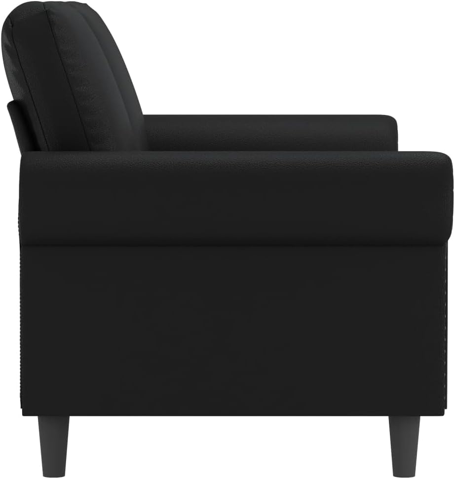 2-Seater Sofa Black Faux Leather Living Room Furniture