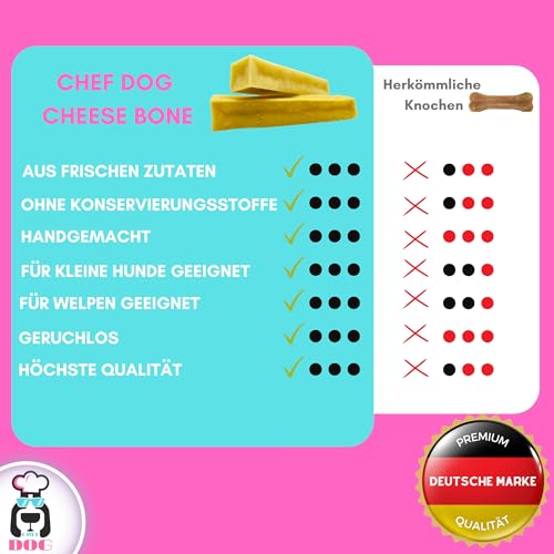Chef Dog Yak Kaukäse für Hunde XL - Kauknochen Hund - Natürliche Käsestangen ohne Zusatzstoffe - Käseknochen Hund für Welpen und Hunde Aller Größen