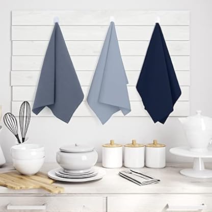 AmeliaHome 3er Set Geschirrtücher Baumwolle Küchentücher 50x70 cm Glatt Letty Hellblau Dunkelblau Blau – Bild 6