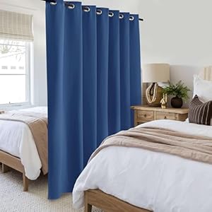 Beauoop Extra-Wide Full Blackout Curtains Solid Blue Curtain Panels for Sliding Door Patio Door Room Divider Large Thermal Insulated Window Drapes Grommet Window Treatment, 1 Panel, 100 W x 84 L inch