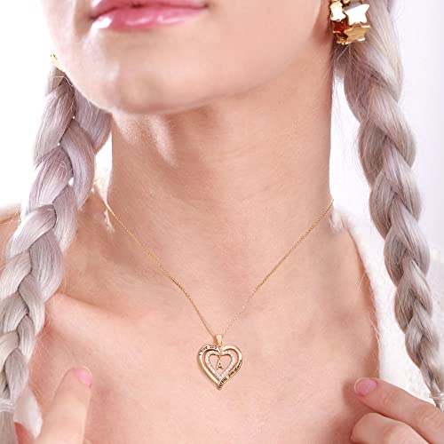 JSJOY Heart Necklaces Gifts for Women, Gold Initial Letter Necklace for Teen Girls Birthday Gifts Initial A-Z Necklace Mother's Day Gifts for Mom Wife Graduation Gifts for Her 20244