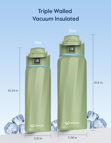 Image of BOOST Smart Water Bottle with Reminder & Tracker, Double Wall Vacuum Insulated Bottles Stainless Steel, 32oz BPA-Free Wide Mouth for School, Gym, Office, Ideal for Father's Day