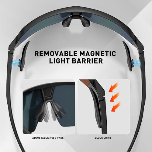 KAPVOE Polarized Cycling Sunglasses Sports Glasses with 2 Interchangeable Lenses UV400 Protection Men Women Bicycle Goggles MTB BMX Fishing Running Riding Golf Driving Bike Softball Baseball 01 — view 4