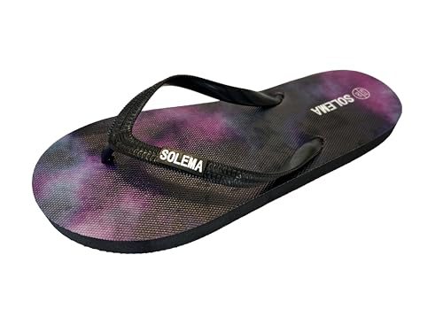Solema Slip-on Womens Beach Pool Fashion Flip Flops Slide Sandals Slippers Shoes, Purple Grey, EU 38, UK 5