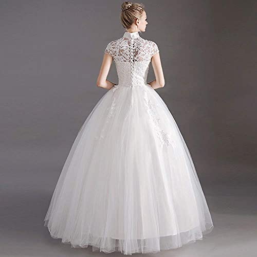 Vubysg Women Wedding Dress Bride Simple Yarn Embroidered Lace Dresses Beautiful,White-4Xl,White-4Xl #TOP20