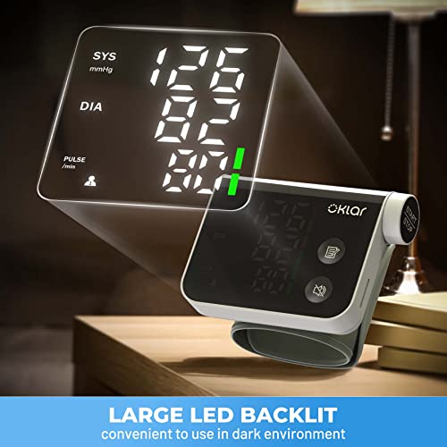 Blood Pressure Monitor Wrist Automatic Digital Blood Pressure Machine LED Large Screen Display for Home Use Dual Users Mode with Portable Storage Bag