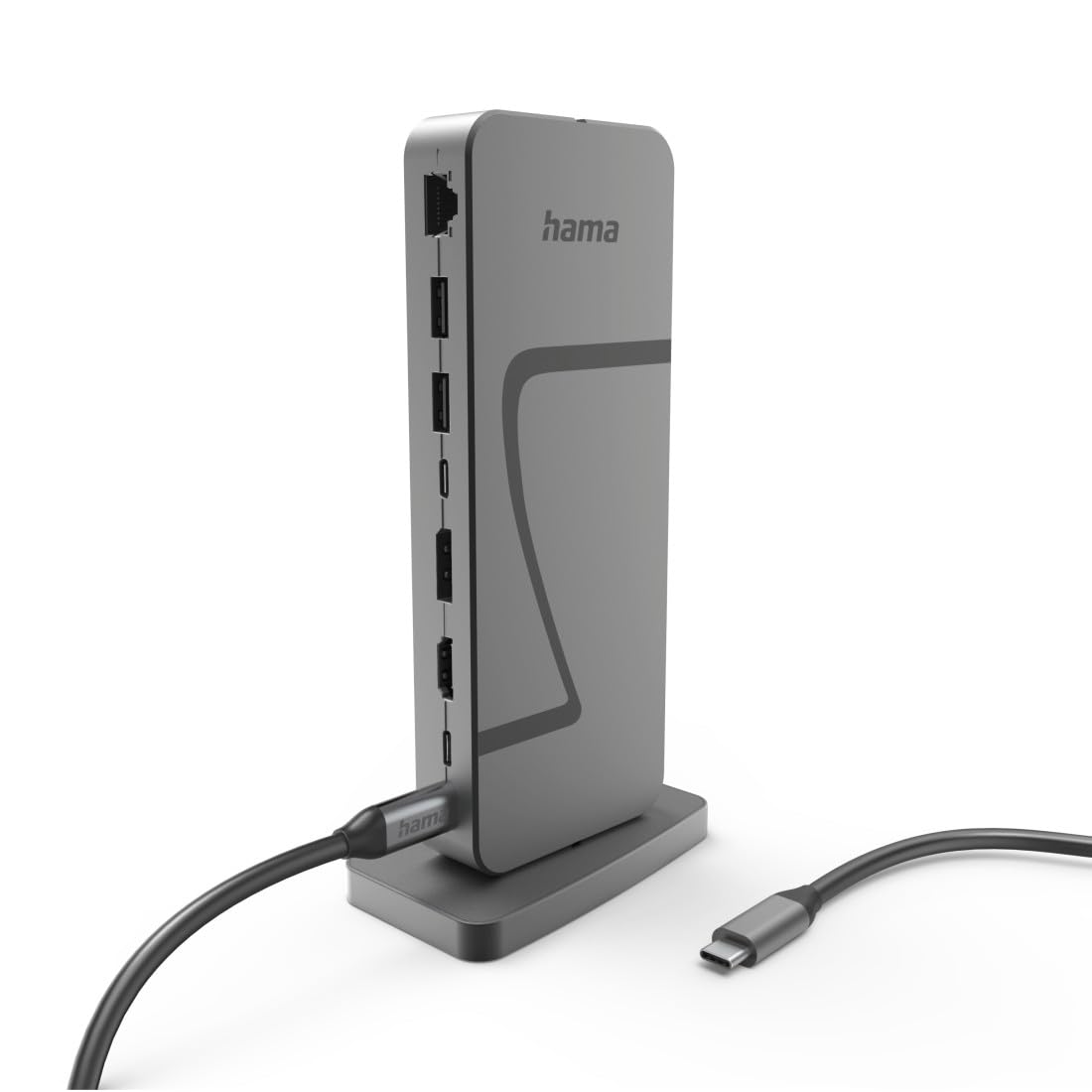Hama | Docking Station USB-C Connect2Office 10 Puertos 140W | Con HDMI, DisplayPort, Ethernet, 4 USB-A y 3 USB-C para ampliar la conectividad y productividad, Aluminio