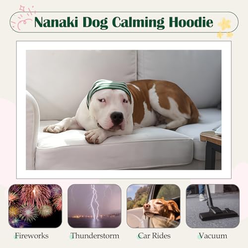 Image of Nanaki Calming Hoodie Dog Grooming Ear Cover Anxiety Relief-No Shake Dog Ear Wrap Hematoma, Striped Head Wrap Snoods for Noise Protection, Bath, Fireworks, Thunderstorm, Blow Drying, Warm-Keeping